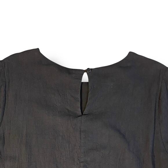 All Row Black Ruffle Hem Shift Dress Women’s Size M Cotton Linen Minimalist - Picture 5 of 7